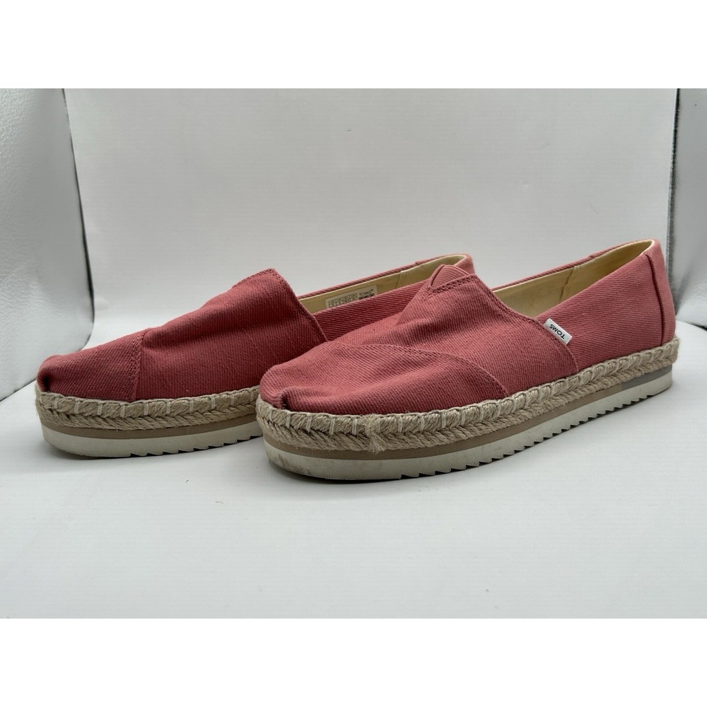 TOMS Women's Pink Rose Alpargata Rope Platform Espadrille Flats Shoes 9